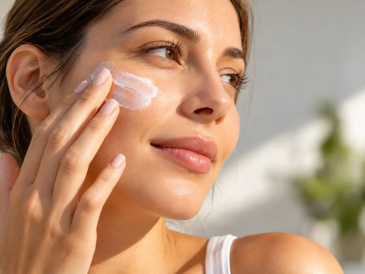 Protetor solar no rosto como base do rejuvenescimento natural